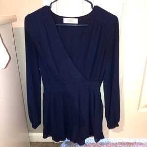 Navy Blue Long Sleeve Romper!